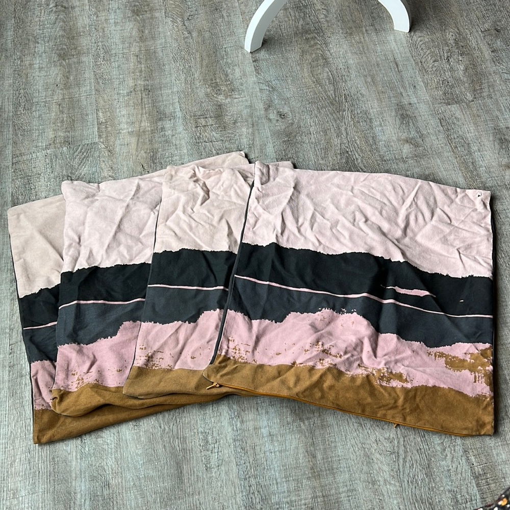 Ikea pink/yellow/gray pillowcase set of 4 (50 cm x 50 cm)